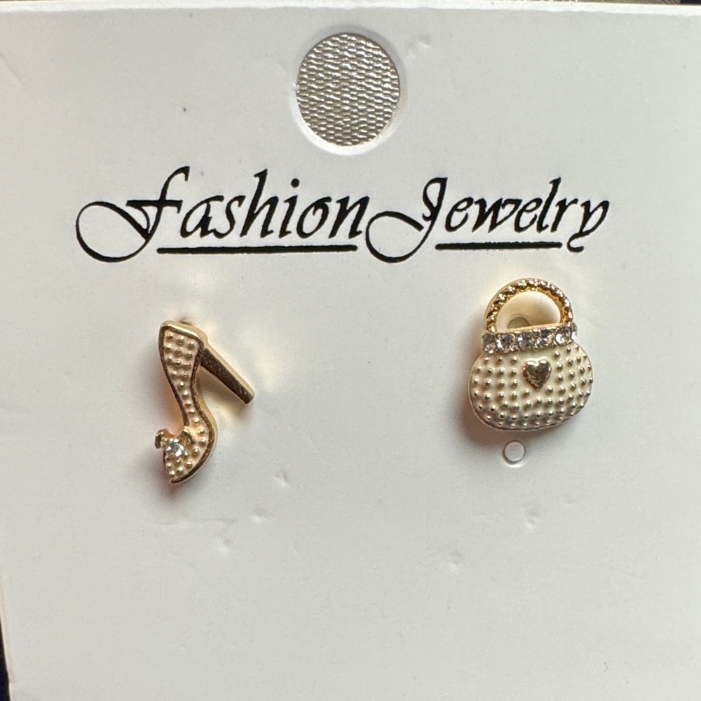 Fashion Jewelry Gold Shoe and Bag Earrings